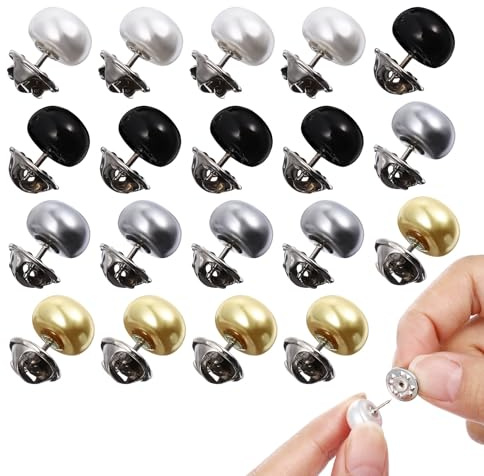 ORFOFE 20 pezzi Bottoni Spilla per Camicie Donna Pulsanti Sostitutivi Senza Cuciture con Spilla Robusta Brooch Colorati in Metallo e Perla Accessori Moda per Vestiti e Cardigan