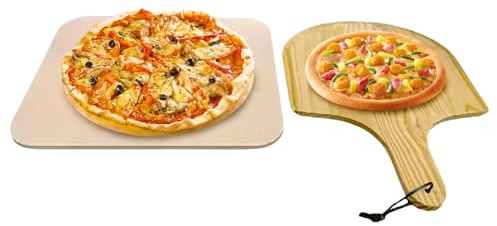 Pierre à pizza - carrée en cordiérite de 15 x 12 pouces, de grille résistante, carreau de cuisson à la chaleur uniforme | croquante pour la cuisson Del For