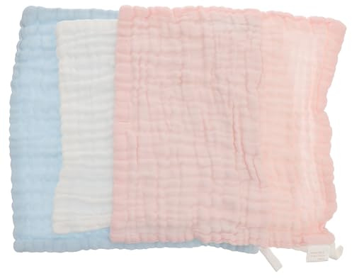 Alasum Toallitas de Gasa de Algodón para Ñiño 3 Piezas, Paño para Eructar y Toalla Facial Infantil, Absorbentes, Suaves y Transpirables en Colores Pastel (, y) para Cuidado Diario