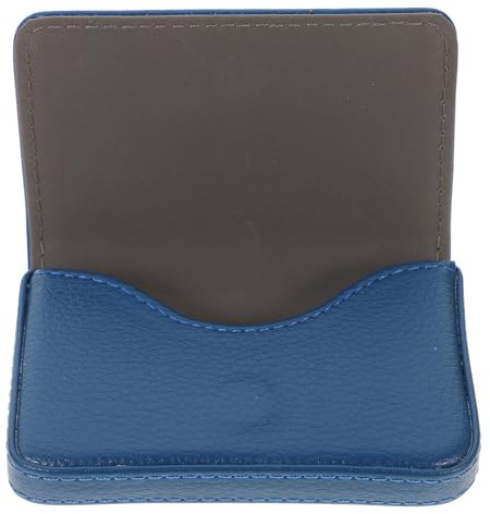 SOLUSTRE Caja Tarjetero de Pu Textura de Piel de Lychee, Gran Capacidad para Tarjetas de Visita, Color Azul, Estuche Organizador para Oficina y Escritorio, Porta Tarjetas de Presentación