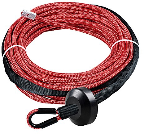 50' x 1/4 7000lbs RED Synthetic Winch Line Cable Rope w/Rock and All Heat Guard + Rubber Stopper ATV UTV SUV KFI Recovery Replacement