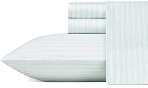 Laura Ashley Home - King Sheets, Soft Sateen Cotton Bedding Set - Sleek, Smooth, & Breathable Home Decor, Lottie Blue