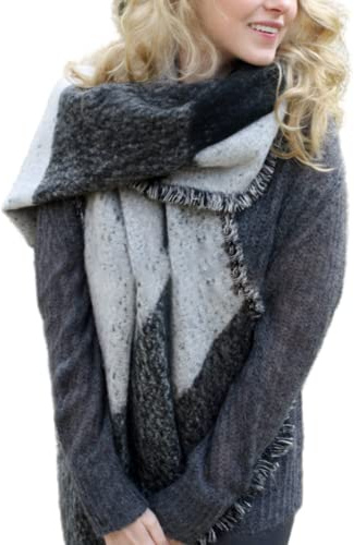 Bufanda Mujer Tipo Mantas Larga Suave Combinaciones Inesperadas Bufanda para Invierno(A-Negro,talla única)