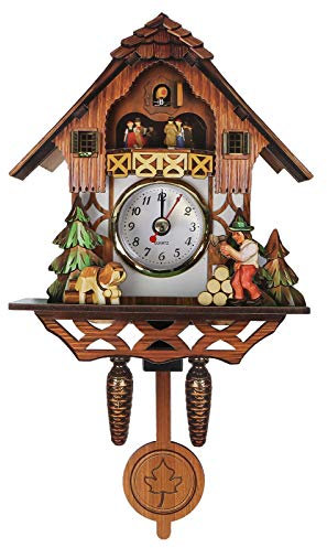 BESPORTBLE Traditional Forest Wood Clock,Cuckoo Clock Traditional Chalet,Retro Cuckoo Birdhouse,House for Wall Hanging Decorations(Not Alarm)