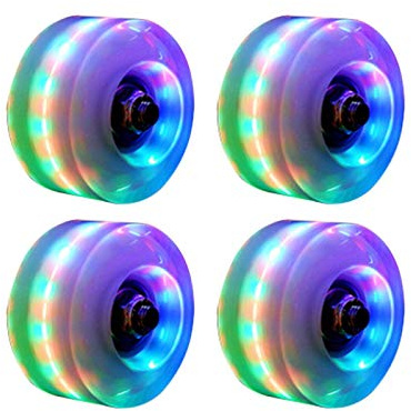 POHOVE Lumière LED Roller Skate Roues 4 Paquet Lumineux Lumière avec Skate Rouleau Roulement Quad pour Quad Patinage - Coloré, Free Size