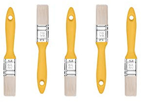 M7 – Lot de 5 Pinceaux Plats Universels 20 mm, Série 37, Poils Synthétiques, Virole en Acier, Manche en Plastique – pour Lasurer Le Bois et Vernir Le Métal