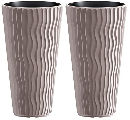 URBNLIVING Stunning Sandy Slim Large Plant Pot Flower Planters Indoor Outdoor Garden (Mocca, 2)