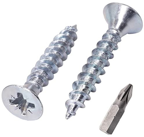 SKIR'CO Lot de 300 vis à bois en acier zingué - Tête fraisée Pozidriv - Vis à panneaux d'aggloméré - Entièrement filetées - 5,0 x 30 mm
