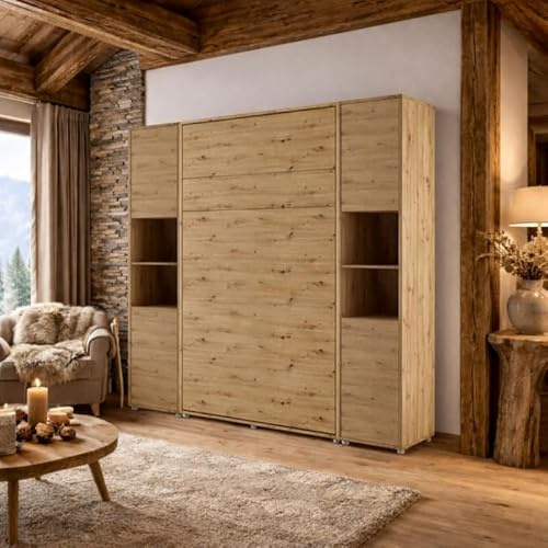 Armadio Letto a scomparsa Lenart Loisir +2 Ante Verticale 160x200 cm Rovere Artisan Pieghevole a Parete