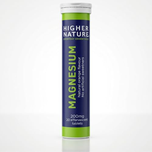 Higher Nature Magnesium Effervescent Tablets - 60 Magnesium Tablets | 200mg Effervescent Supplement, Natural Orange Flavour, No Artificial Sweeteners, (Pack of 3 x 20)