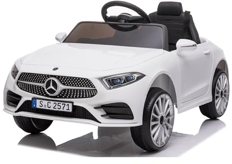 Baroni Toys Macchina Elettrica per Bambini Mercedes AMG Baby car Elettrica Full Optional Bianca, Auto Telecomandata con Sedile in Plastica e Porte Apribili, Batteria 12 V, Carico fino a 30 Kg