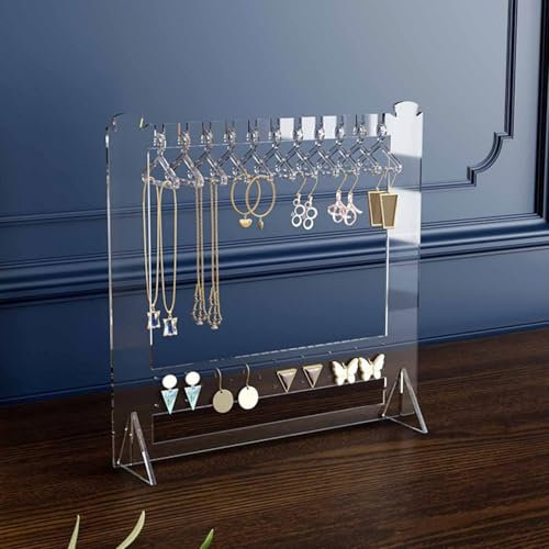 Necklace Earring Jewellery Jewelry Ring Display Stand Holder Storage Organiser Racks Tree Hanger, Crystal Clear