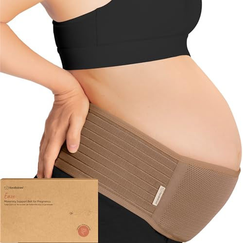 KeaBabies Pregnancy Belly Bands for Pregnant Women - 1-Pack, Soft & Breathable Maternity Belly Support Band, Easy Adjustable Maternity Belt for Back, Pelvic Support,Comfortable(Warm Tan, M/L)