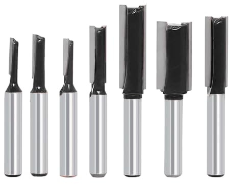 7Pcs Straight Router Bit Set 1/4 Shank, Double Flute Straight Bit Dado Straight Cut Router Bit, Cut Dia 1/8 5/32“ 3/16” 1/4“ 5/16” 3/8“ 1/2”, Straight Router Bit for Woodworking Groove by SICWOOD