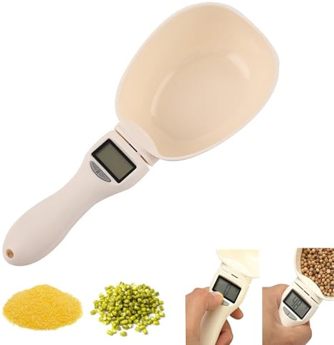 Bpoeee Food Measuring Scoop Scale, Digital Measuring Spoon, Digital Kitchen Scale, Measuring Scoop with Scale, Display Electronic Measuring Spoon for Kitchen Gadgets And Daily Meals (White)