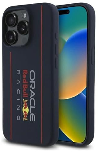 CG MOBILE Red Bull RBHMP15L24SIOLRV Hülle für iPhone 15 Pro 6.1 Zoll Marineblau Lizenziert Silicone Vertical Logo kompatibel mit MagSafe