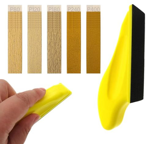 Micro Sander Kit with 50Pcs Sand Paper, 90X 30mm Mini Detail Sanding Tools With Sandpaper, Finger Sander for Crafts Small Projects, Polishing 80/120/180/240/400