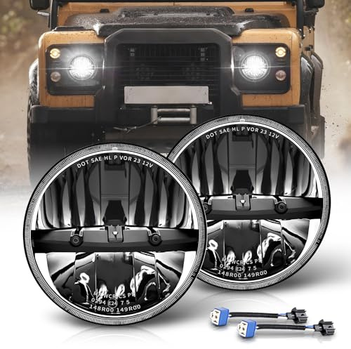 CO LIGHT 2PCS 7 Zoll LED Scheinwerfer, 12/24v 7'' Rund LED Frontscheinwerfer 120W 24000LM IP68 E9 Scheinwerfer für Wrangler JK LJ TJ CJ HUMER