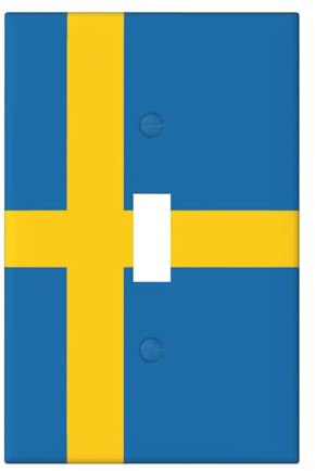 Cubiertas de salida con estampado de bandera sueca, 1 placa de pared de tamaño estándar, cubiertas de placas frontales de policarbonato de doble salida