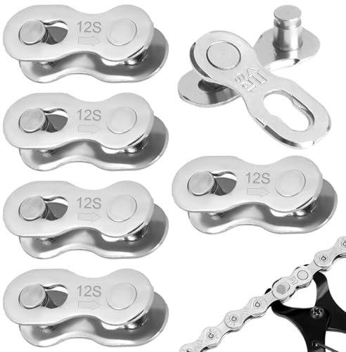 MIRKUZI Cadenas para bicicletas，Conectores de cadena de bicicleta de 12 velocidades, 6 piezas (3 pares), anillos de cadena de acero inoxidable, fáciles de quitar, duraderos y reutilizables.