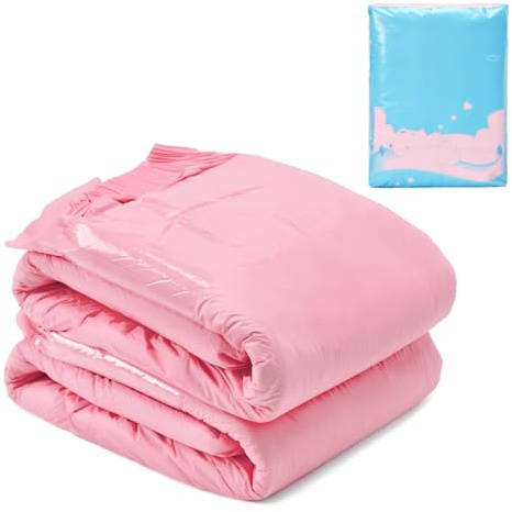 LittleForBig 6500 ml Adjustable Tapes Adult Diaper 2 Pieces - ABDry Ultra Absorbent Diapers Pink (L)