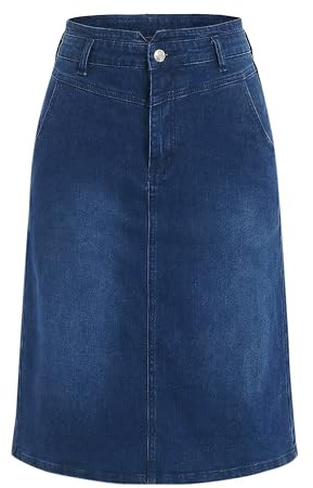 Allegra K Jupe en Jean Femme Midi Taille Haute Fendue au Dos | Style Décontracté et Extensible