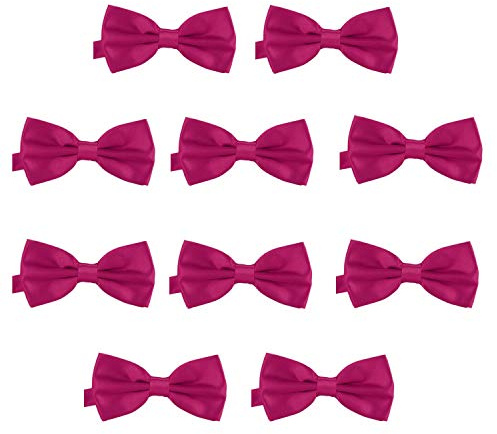 10-pack DonDon herrfluga 12 x 6 cm färdigknuten och längdjusterbar rödlila