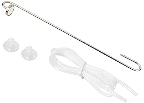 Diffusore di CO2 per acquario Gorgogliatore di pesce Gorgogliatore Appeso Diffusore di ossigeno in acciaio inossidabile con tubo flessibile e ventosa(40cm)
