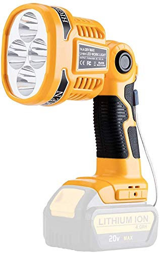 Hipoke 18V Tools LED Light Portable Outdoor Long-Range Spotlight with USB 12W Flashlight Cordless LED Work Light Compatible with Dewalt 18V Lithium Battery (No Battery)