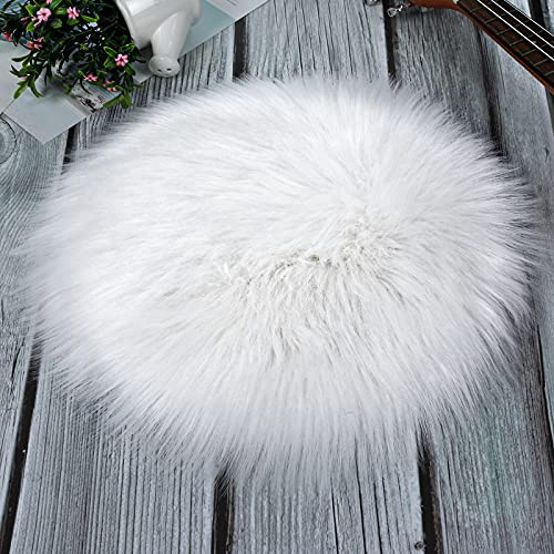 Molain - Cuscino per sedia in finta pelliccia 30,5 cm quadrato per soggiorno camera da letto divano sfondo fotografico colore: bianco