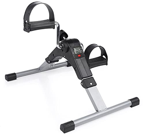Mini Exercise Bike Portable Pedal Exerciser for Leg Arm Training, Gym Fitness, Adjustable Resistance Under Desk Fitness Machine with LCD Display for Men and Women