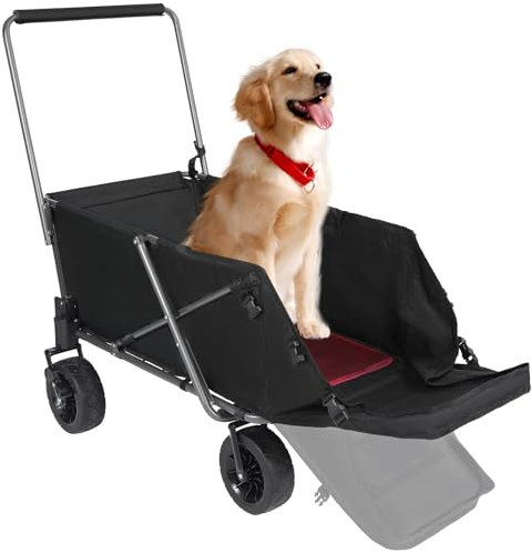 REDcamp Chariot pliable pour chien avec extrémité arrière extensible, très résistant, 134 L, chariot de camping utilitaire avec roues pour le sport et le shopping