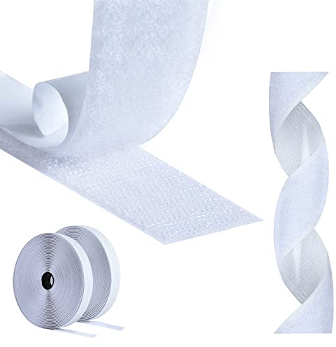 AiQInu kardborreband, självhäftande, 8 m kardborreband, extra stark dubbelsidig, 30 mm bred, självhäftande dyna, innehåller kardborreband och krokband, kan användas för hushåll, gör-det-själv och