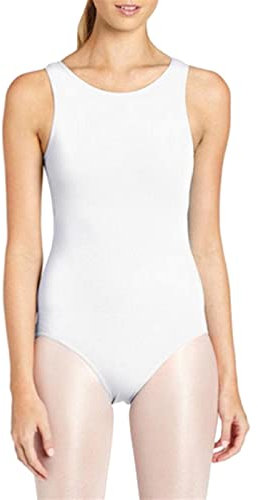 Lifup Damen Ballettanzug Ärmelloses Body Gymnastikanzug Ballett Trikot Einteiler Bodysuit Weiß L