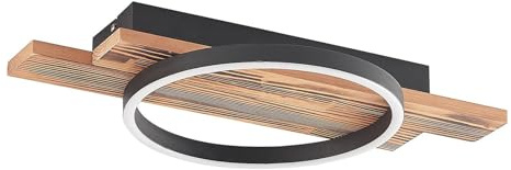 Lindby LED Deckenleuchte Sentoa dimmbar (Modern) aus Holz (1 flammig,) - Lampe Deckenlampe Wohnzimmerleuchte