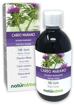 Mariatistel (Silybum marianum) frukter och ört Alkoholfri modertinktur Naturalma - Flytande extrakt i droppar 500 ml - Kosttillskott - Vegan