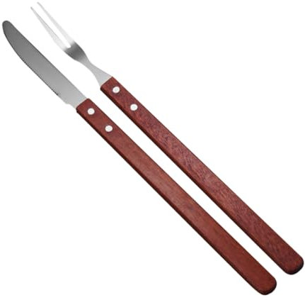 Parliky Forchetta e Coltello in Acciaio Resistente Per Barbecue All Aperto Utensili Da Barbecue Manico Per Carne Pesce Verdure Ecc