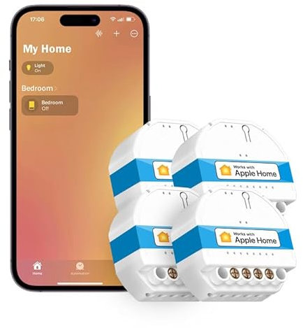 Meross WLAN Schalter Unterputz MSS810 | Neutralleiter erforderlich | Switch für Lichtsteuerung | Fernsteuerung & Sprachsteuerung | kompatibel mit Apple HomeKit, Alexa und Google Home | 4 Stück
