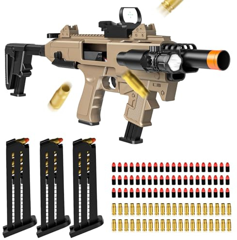 Toy Gun Shell Ejecting Rifle, Soft Bullet Toy Guns with 60 Foam Bullets 40 Shells 3 Clips, Manual Mode, Outdoor Shooting Games Christmas Birthday Gifts