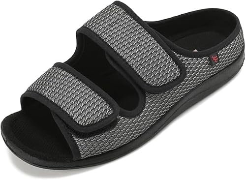 Diabetiker Hausschuhe Herrn Damen Bequem Rehaschuhe Memory Schaum Gesundheitsschuhe Extra Wide Orthopädische Hausschuhe Klettverschluss Sandalen Therapieschuhe Einfach An- und Ausziehen 38-46 EU