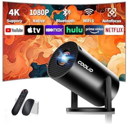 Mini Vidéoprojecteur [App Intégrée & 2026 Upgraded] Projecteur Supporte 4K/1080P avec 5G WiFi 6 Et BT 5.4 Soutien Rotation 270° Portable Projecteur Video Applicable Laptop/HDMI/TV Stick/Home,Noir