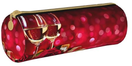 Dexnel Wine and Red Roses School Pencil Case,Zipper Pens Holder,Elegant Practical Pencils Pouchs for Boys Girls Gift