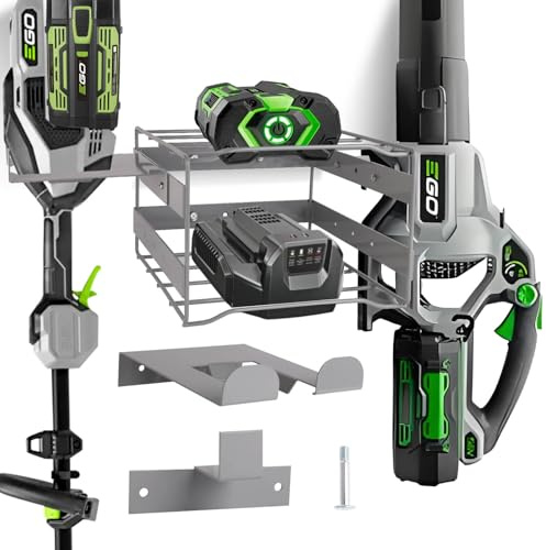 Power Tool Organizer Wall Mount - Heavy Duty Weed Eater Hanger for Garage Organization, Cuboid Garage Storage Rack for EGO Leaf Blower, Trimmer, Chainsaw, Edger, Battery, Charger, 180lbs Load Capacity