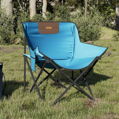 Owoxanthellate Set di 2 sedie pieghevoli blu chiaro con borsa per il trasporto, 59 x 54 x 67 cm, in poliestere 600D, struttura in acciaio, campeggio, balcone, giardino, terrazza, leggera, per picnic
