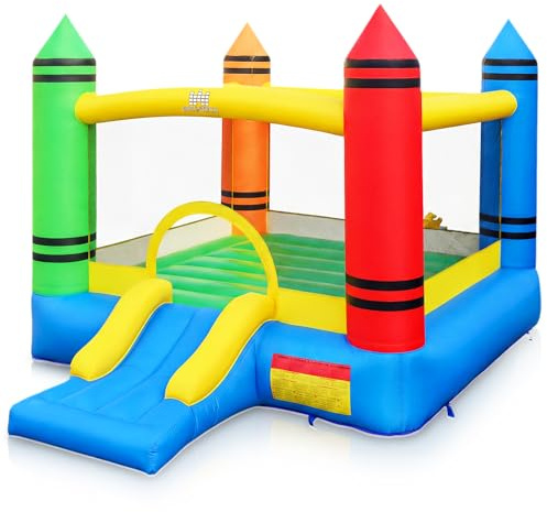 COSTWAY Hüpfburg mit Rutsche, großer Sprungbereich, Bouncy Castle für Kinder, Innen- und Außenbereich, 346 x 259 x 220 cm