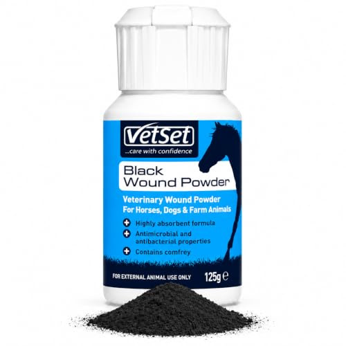 VetSet Veterinary Wound Powder for Horses & Dogs 125g Black