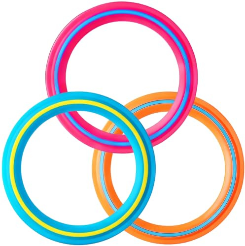 3 Pièces Anneaux Flying Ring 25 cm, Disques Volants Légers à Forme Aérodynamique, Frisbee Facile à Lancer et à Attraper, Jouet Extérieur pour Adultes, Famille et Chien