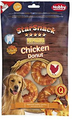 Nobby STARSNACK Barbecue Chicken Donut für alle Hunde, ca. Ø 5 cm, 1 Tüte je 5 Stück (1 x ca. 110 g)