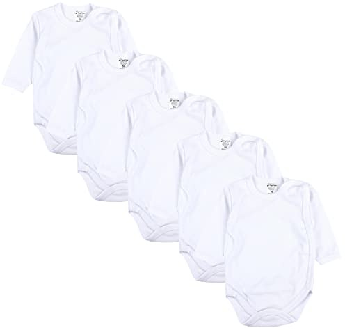 TupTam Body Neonato – Body Bambino a Maniche Lunghe con Chiusura Laterale in Cotone, Set 5 Pezzi, Bianco, 62