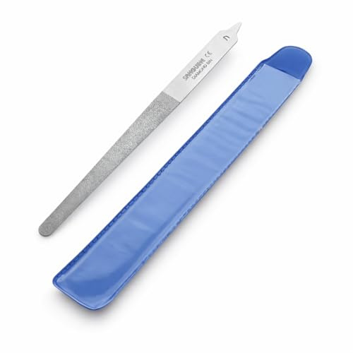 Sanguine 15 cm diamantnagelfil, dubbelsidig diamant – lämplig för naturliga och konstgjorda naglar (stål)